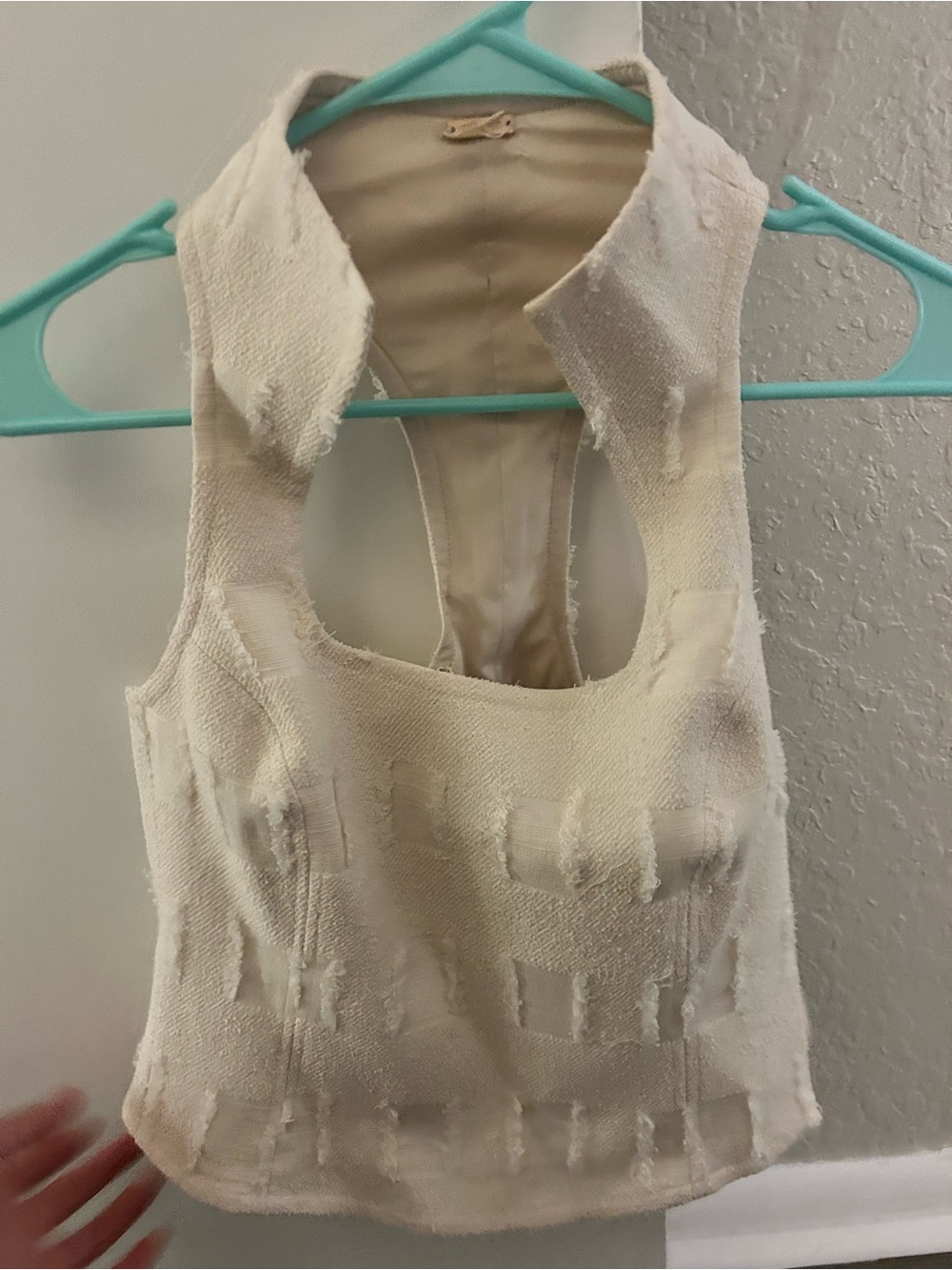 Cult Gaia Cream Textured Racerback Crop Tank